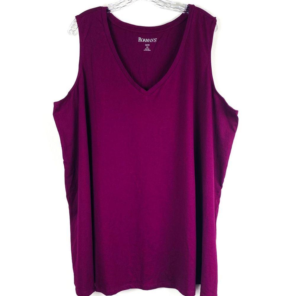 Roamans Tank Top Pink Purple Plus Size 2X LXX